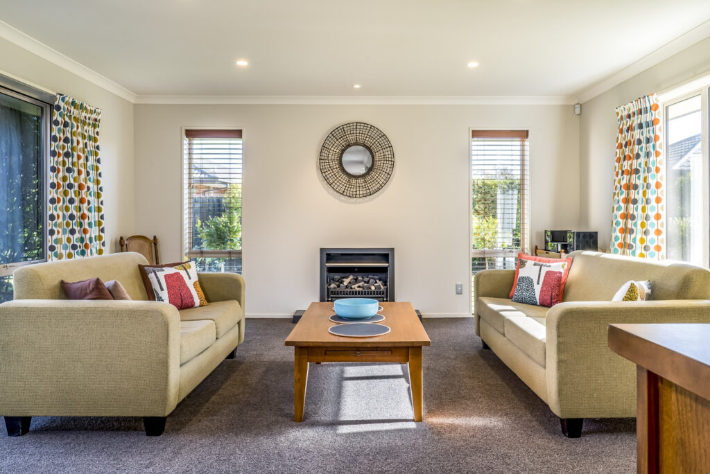 living room with 2 couches and a table